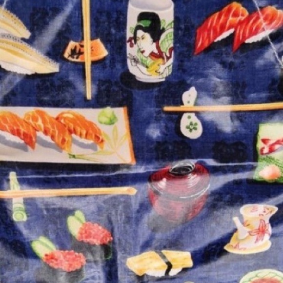 Icky KIDS Cooking Tie Apron Sushi Food Design Plastic One Size Red Blue Pockets - Picture 8 of 9
